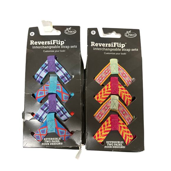 Chaco ReversiFlip Interchangeable Sandal Strap Sets Size 9 Reversible 4 Designs - Picture 1 of 2